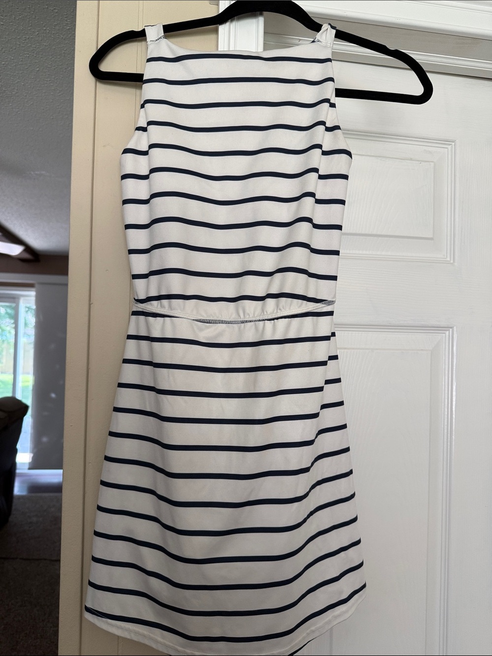 all in motion White and Navy Striped Sleeveless Mini Romper